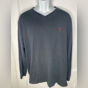 Polo by Ralph Lauren L Men's Solid Black V-Neck Shirt